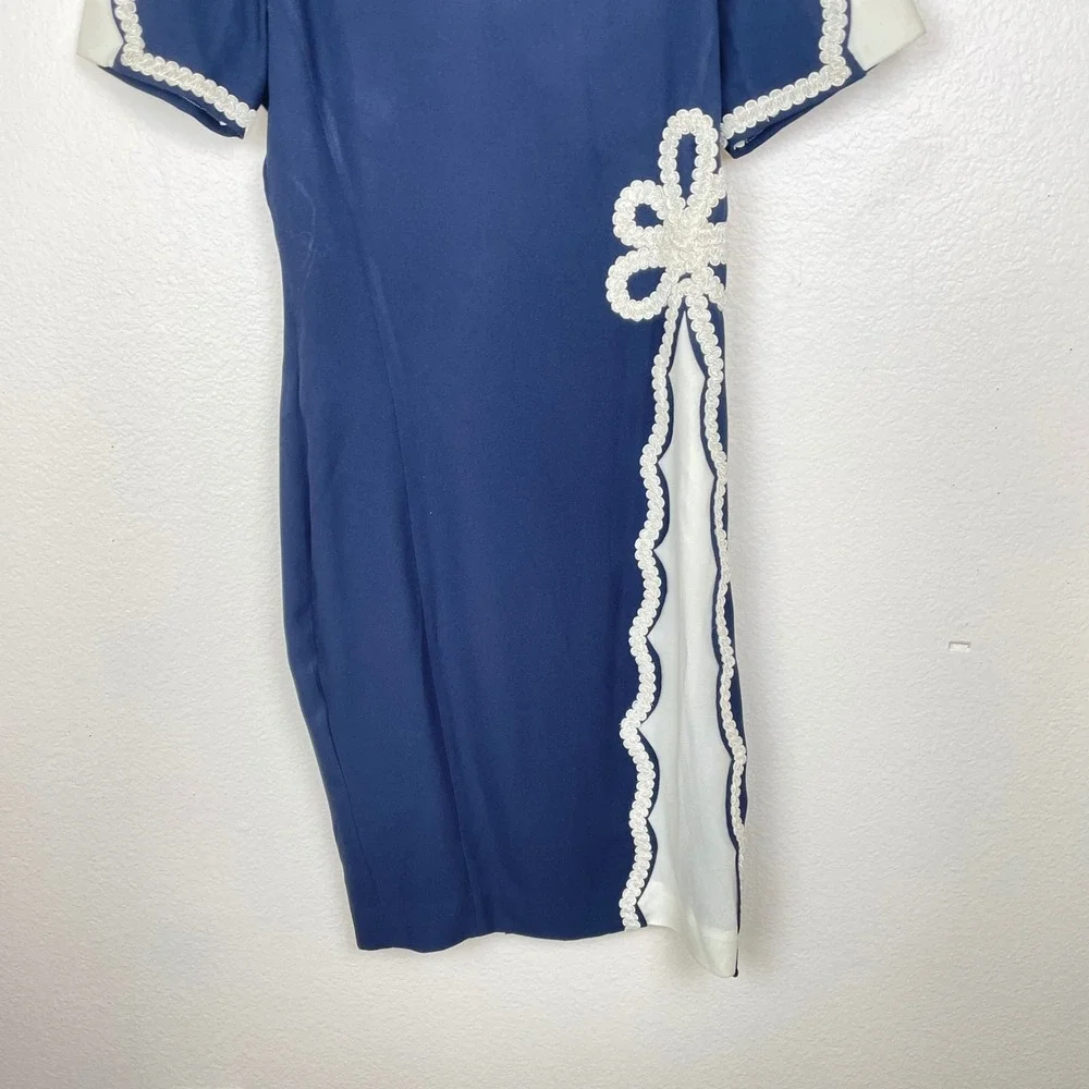 Vintage 60s Womens Dress Sz M Retro Pin Up Nautical Coquette Midi Cocktail Party